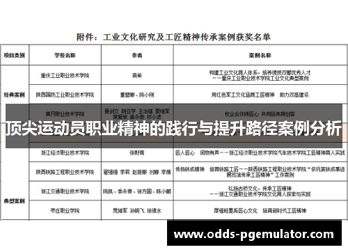 顶尖运动员职业精神的践行与提升路径案例分析